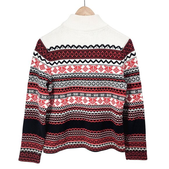Pendleton‎ Womens M Turtleneck Sweater Red/Black/White Fair Isle Cotton - Picture 6 of 6